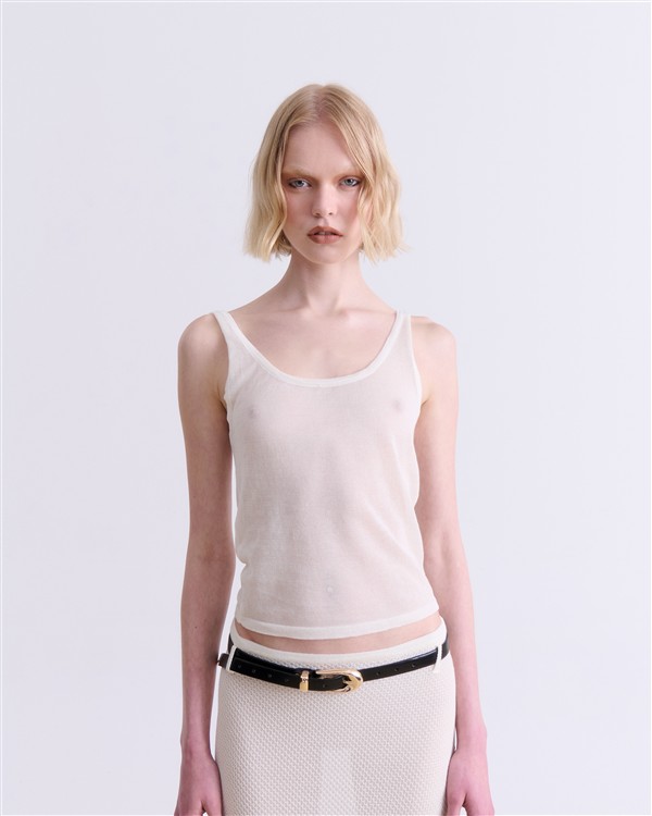 VK CREAM KNIT TANK TOP