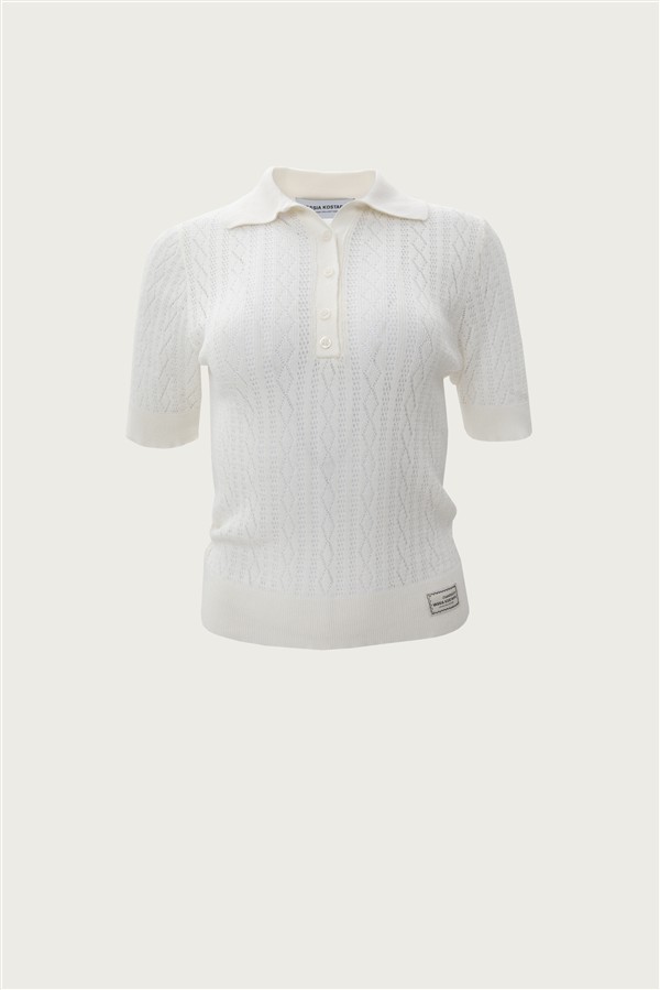VK ECRU POLO KNITTED T-SHIRT