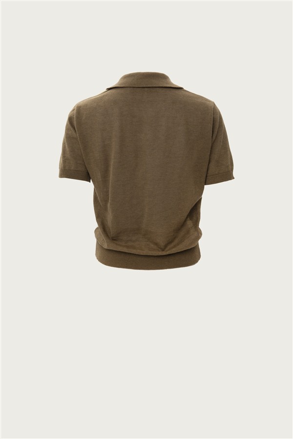 VK OLIVE POLO T-SHIRT / RHOMBUS PATTERN OLIVE