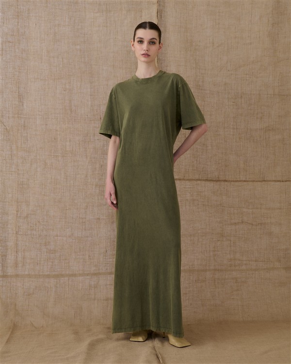 VK STONEWASHED KHAKI LONG DRESS