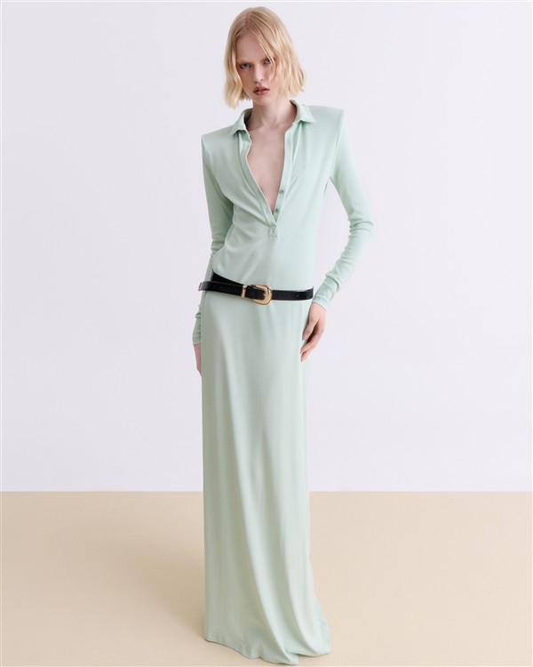 VK V-NECK RIB MAXI DRESS