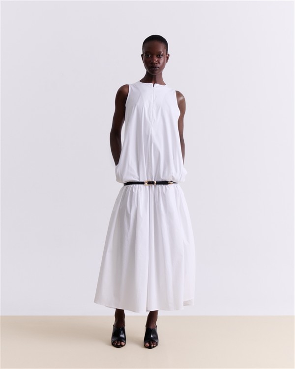 VK WHITE COTTON MIDI DRESS