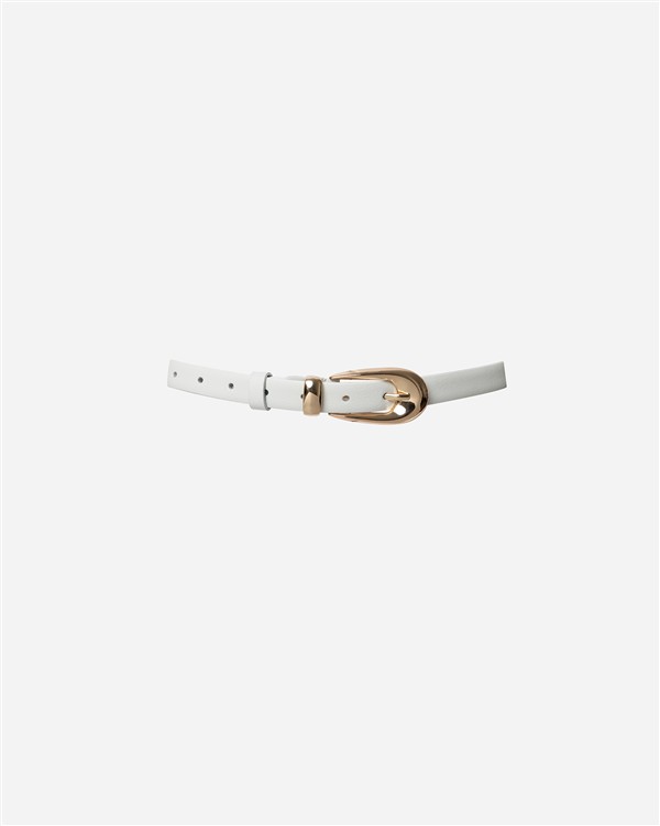 VK WHITE LEATHER BELT WITH GOLD BUCKLE
