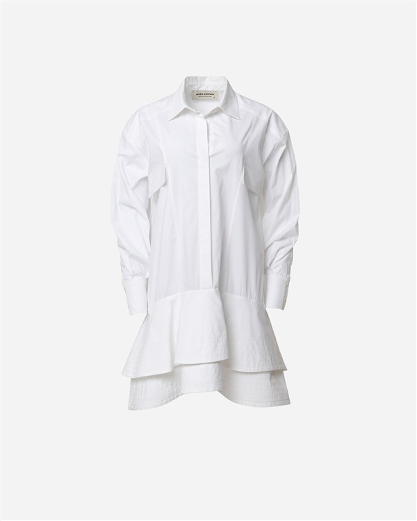 VK WHITE STRUCTURED SHIRT DRESS