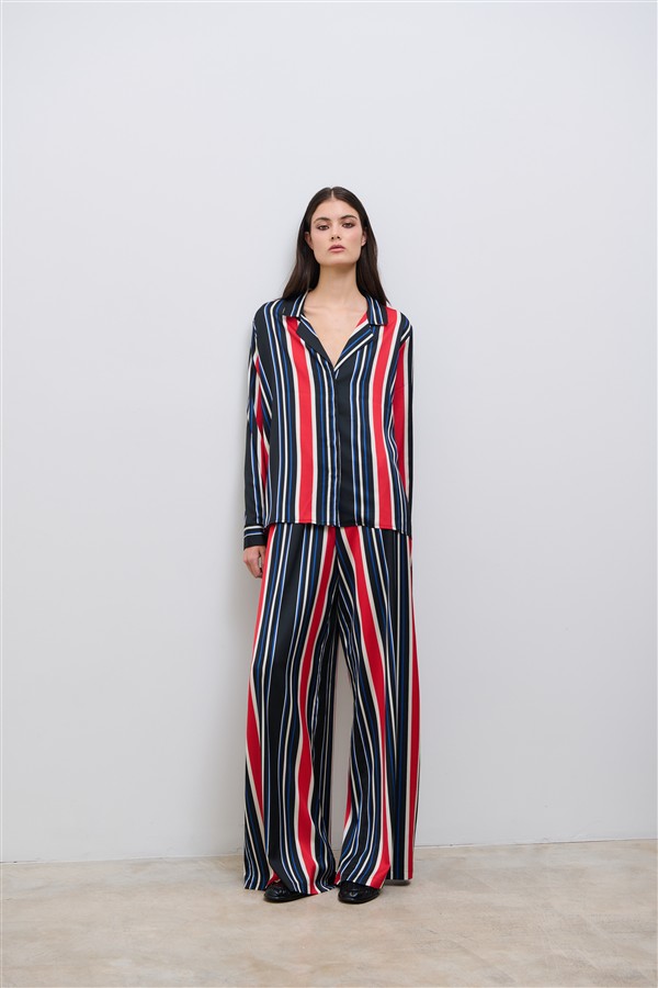 COMBOS 040 PINSTRIPE SET SHIRT & PANTS BLACK