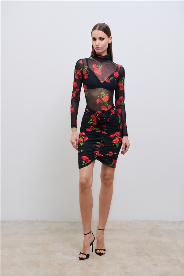 COMBOS 117 CARNATION DREAM SKIRT BLACK