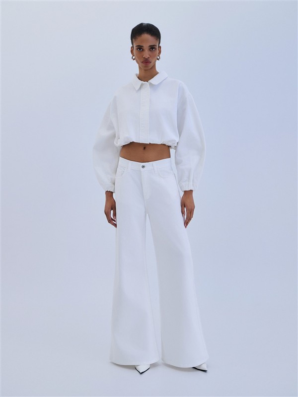 COMBOS 047 DENIM TROUSER FLARE WHITE